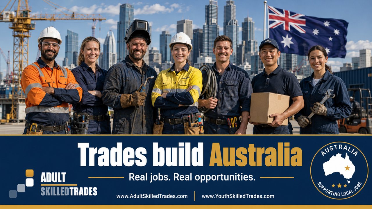 Trades build Australia, skilled trades team poster