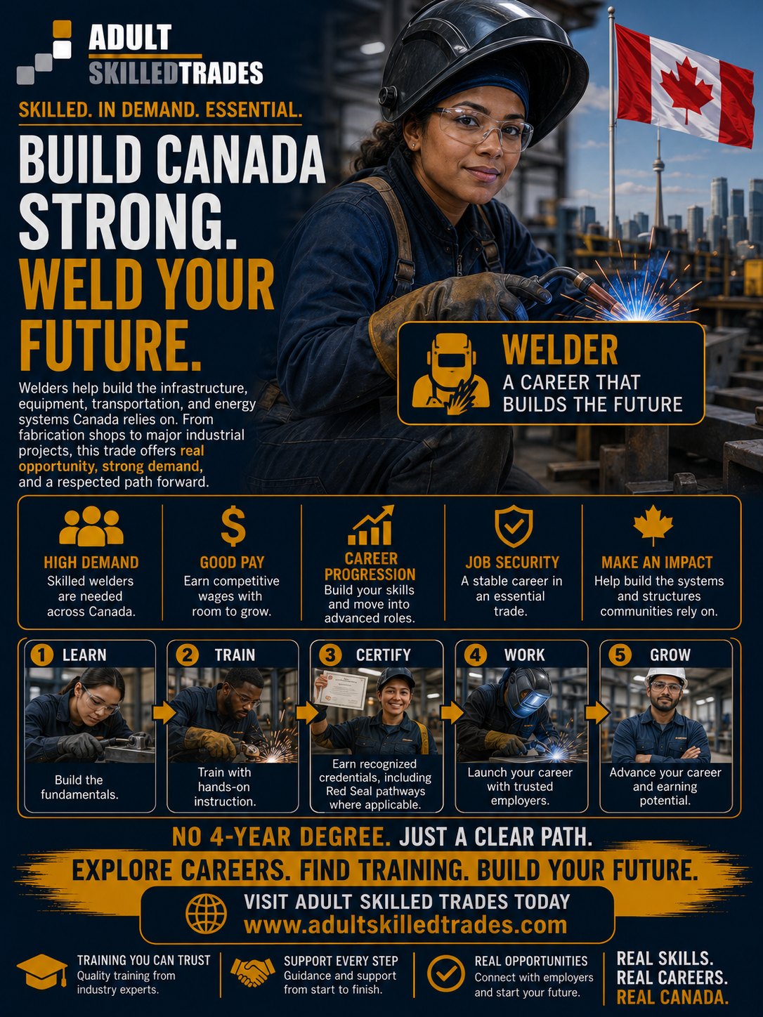 Build Canada strong, weld your future. Canada trades poster