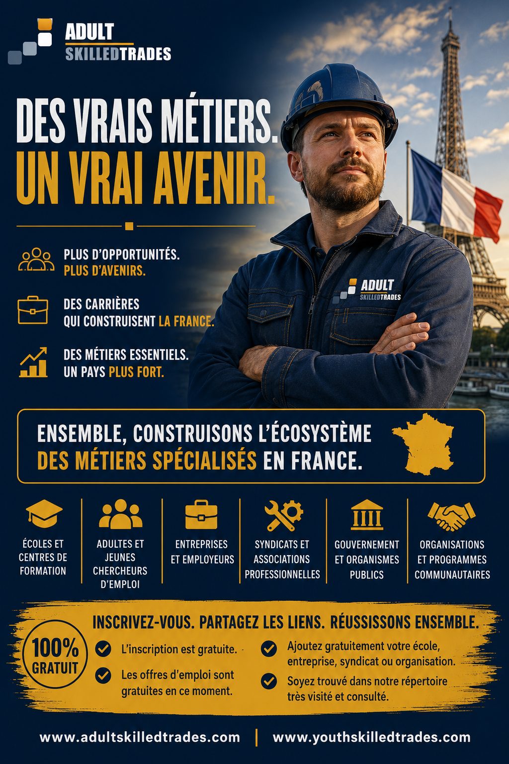 Des vrais métiers, un vrai avenir. AdultSkilledTrades France