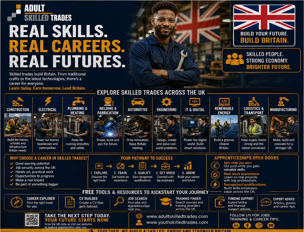 Explore skilled trades across the UK, poster